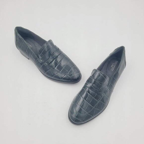 NEW Rockport Perpetua Penny Loafer in Hunter Green Embossed Vegan Croc Size 5.5 - Picture 6 of 10